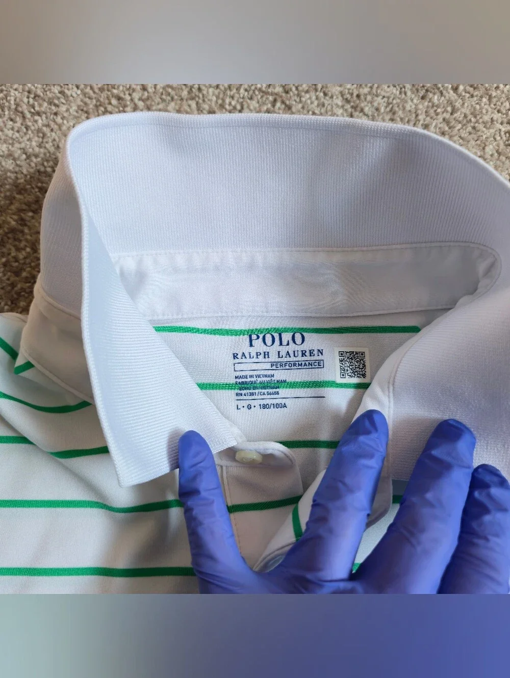 POLO GOLF RALPH  LAUREN Performance Shirt Mens L Mint Green Striped